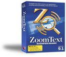 Škatla programske opreme ZoomText za povečavo in branje zaslona.